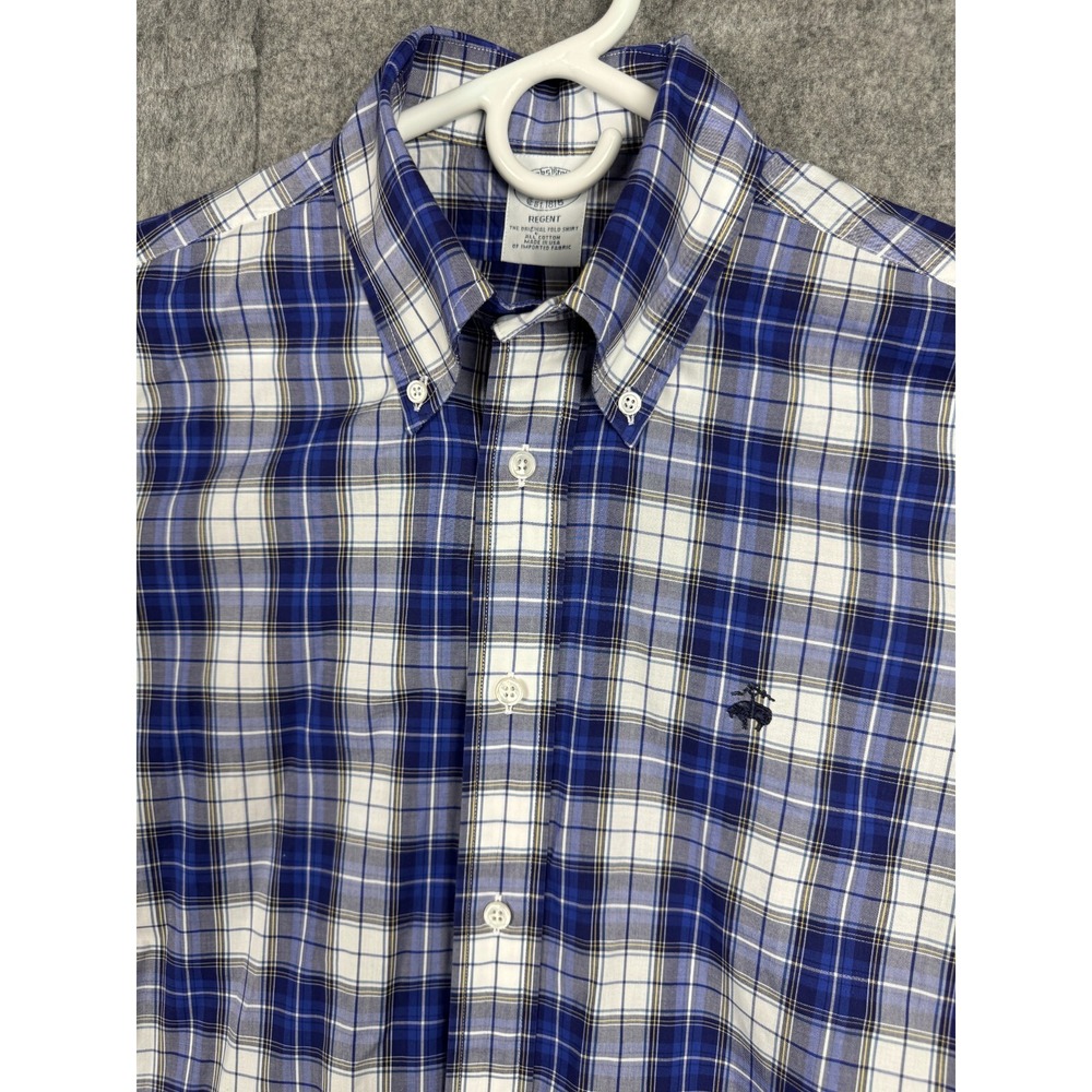 Vintage Brooks Brothers Regent Shirt Mens M Plaid Button Made USA Short Sleeve